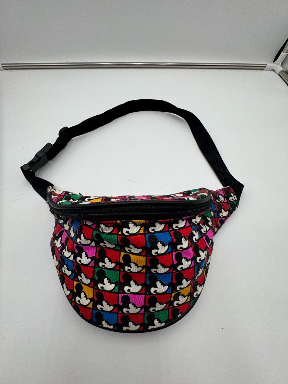 Vintage Disney Mickey Mouse Fanny Pack Color Block Waist Belt Bag Retro